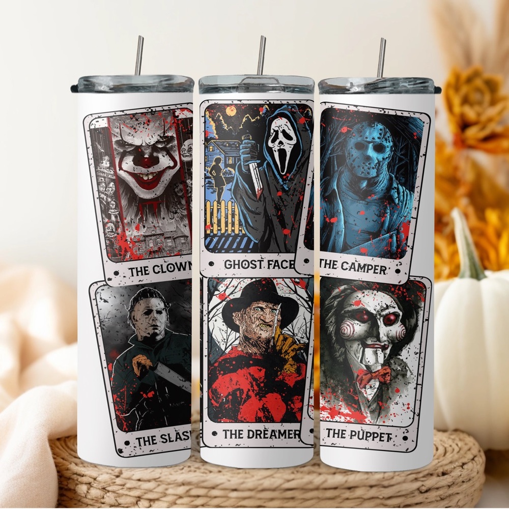 20oz Halloween friends game cards tumblers